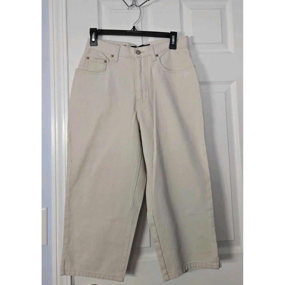 Bill Blass Capri Womens 8 Petite Crop Jeans Stretch Khaki Beige Chino